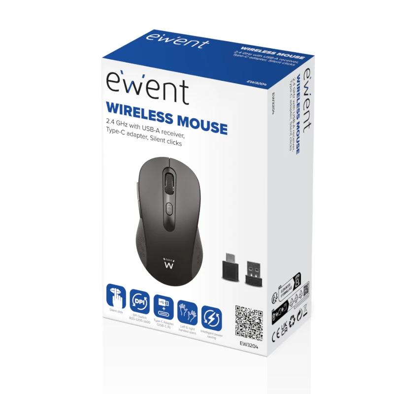 EWENT EW3204 Ratón inalámbrico 2.4GHz click silen