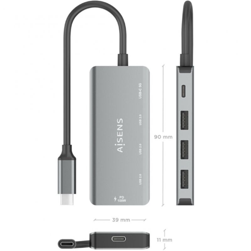 Hub USB Tipo-C Aisens A109-0945
3xUSB
1xUSB Tipo-C
1xUSB Tipo-C PD
Gris