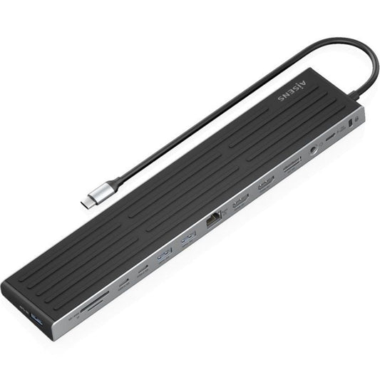 Docking USB Tipo-C Aisens ASUC-13P042-GR
2xUSB Tipo-C
1xUSB Tipo-C PD
2xUSB
2xHDMI
1xDisplayPort
1xLector de Tarjetas
1xJack 3.5mm
1xRJ45/Gris