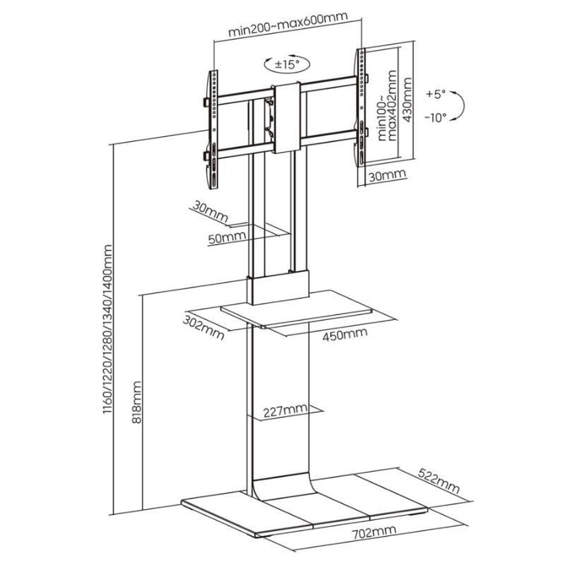 Soporte de Suelo Inclinable
Giratorio con Bandeja DVD Aisens FT86TSE-399 para TV de 37-86"
hasta 50kg