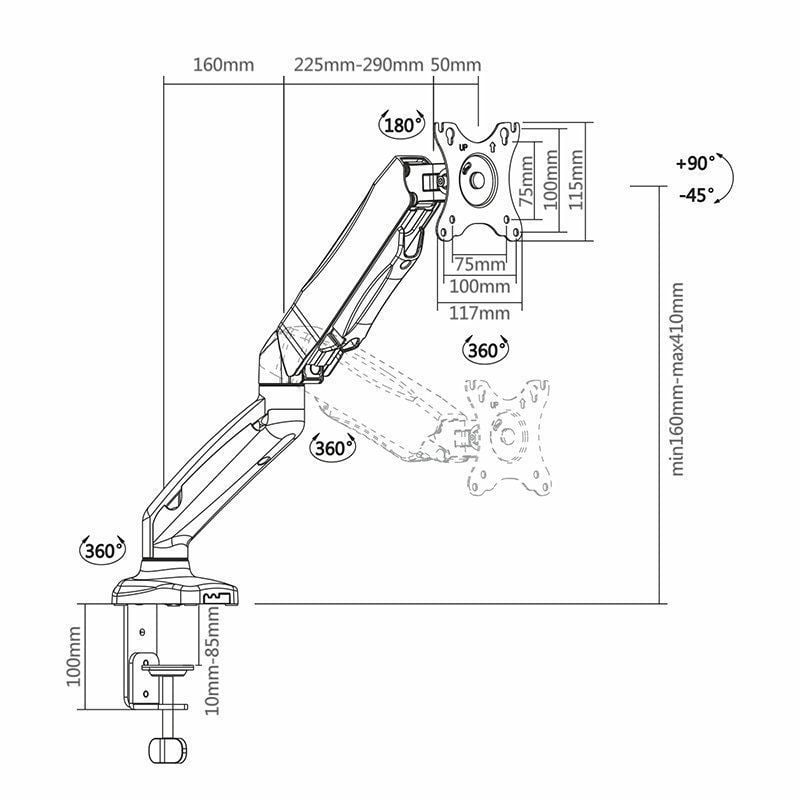 Soporte de Mesa con Contrapeso para Monitor Aisens DT27TSR-043
Giratorio
Inclinable
hasta 9kg