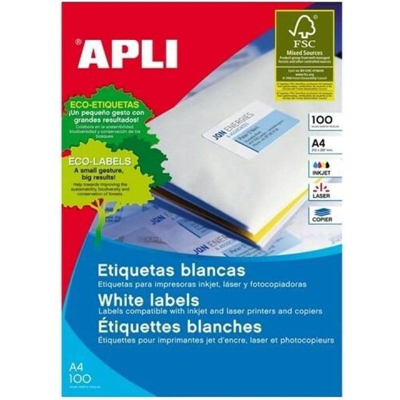 Etiquetas Adhesivas Apli 1273
70 x 37mm
100 Hojas