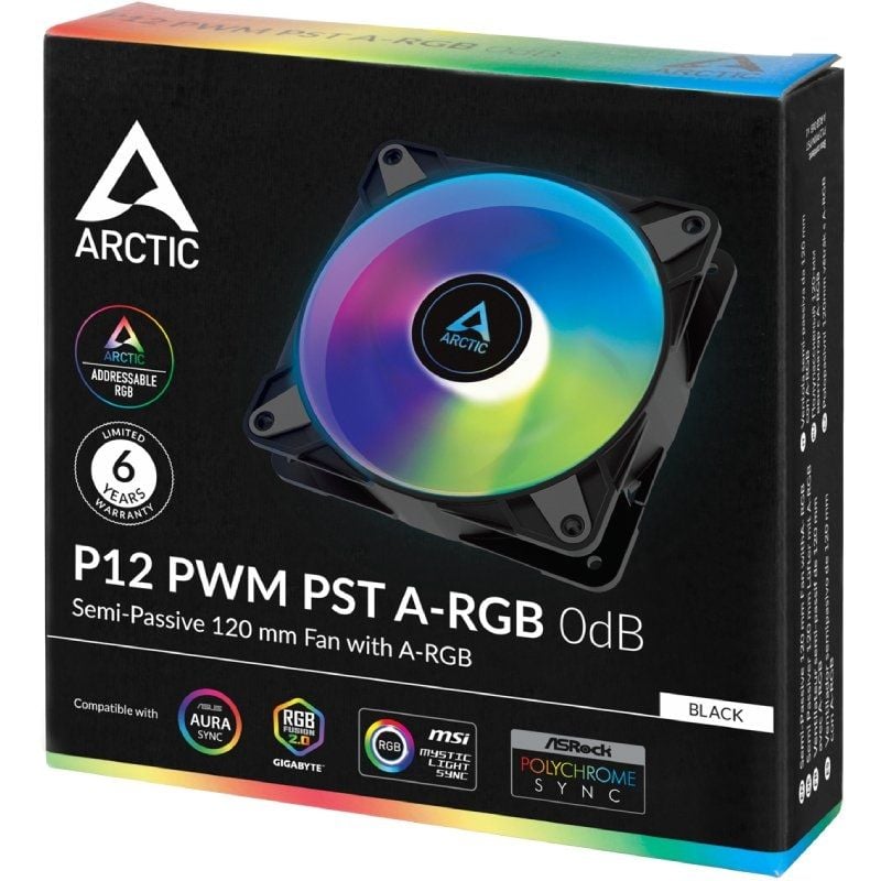 Ventilador Arctic P12 PWM PST A-RGB
12cm
Negro