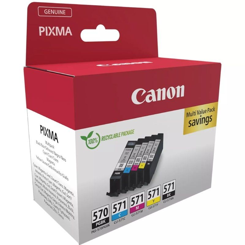 Cartucho de Tinta Original Canon PGI-570 + CLI-571 Multipack
Cian
Magenta
Amarillo
Negro