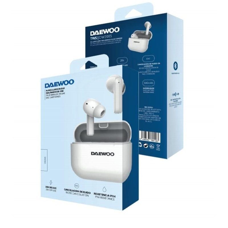 Auriculares Bluetooth Daewoo DW2005 con estuche de carga
Autonomía 6h
Blancos