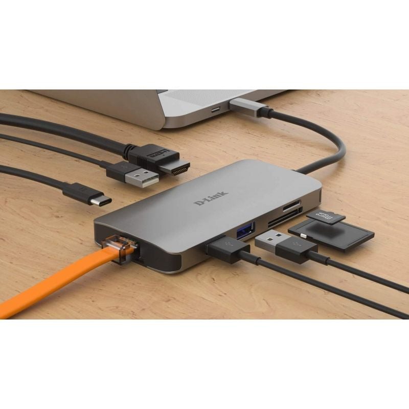 D-Link DUB-M810 Hub USB-C 8 en 1 HDMI/Eth/CardRead