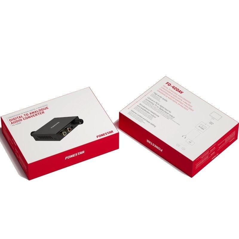 Convertidor de Audio Fonestar FO-42DAV
Entrada Toslink y RCA
Salida 2x RCA
1x Jack 3.5