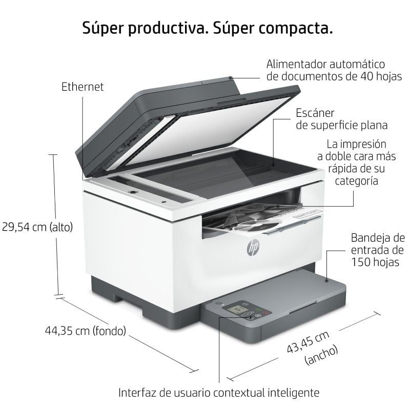 Multifunción Láser Monocromo HP Laserjet MFP M234SDN Dúplex
ADF
Blanca