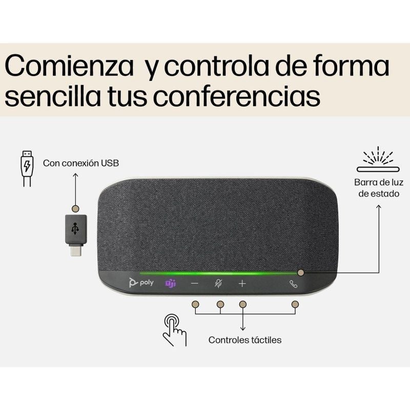 Altavoz Portátil para Conferencias Poly Sync 10 para Microsoft Teams
USB-Bluetooth
Negro