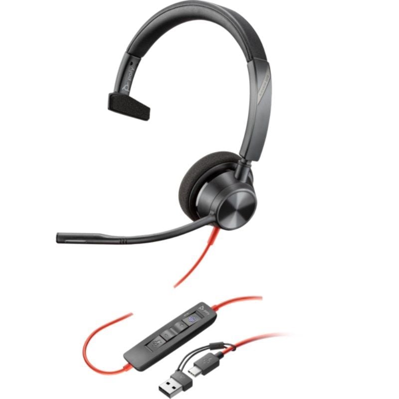 Auricular Poly Blackwire 3310 para Microsoft Teams + Adaptador USB-C/A
con Micrófono
USB Tipo-C
Negro