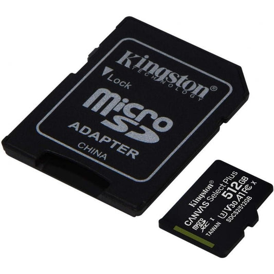 Tarjeta de Memoria Kingston CANVAS Select Plus 512GB microSD XC con Adaptador
Clase 10
100MBs