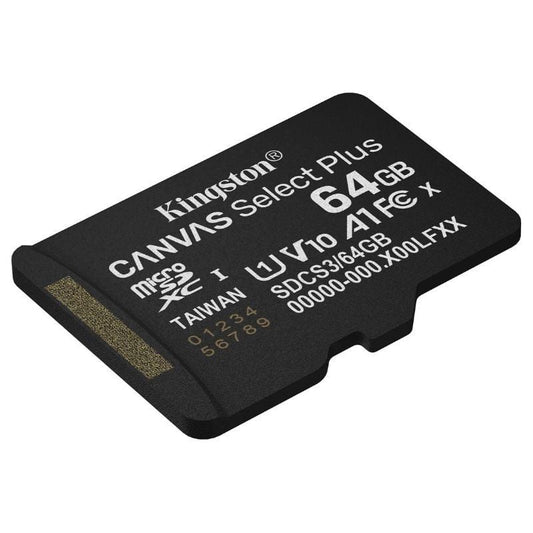 Tarjeta de Memoria Kingston CANVAS Select Plus 64GB microSD XC
Clase 10
100MBs