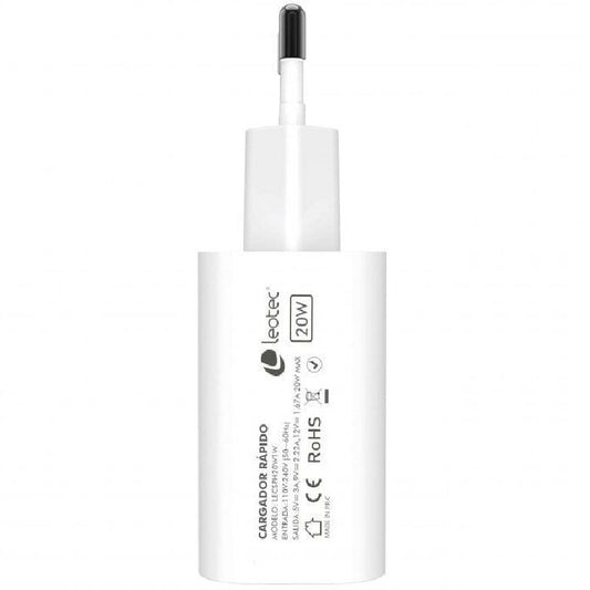 Cargador de Pared Leotec LECSPH20W1W
1xUSB Tipo-C
20W