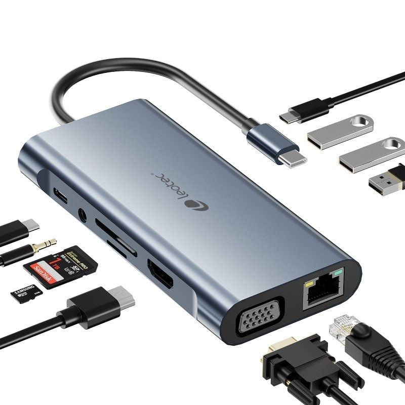 Docking USB Tipo-C Leotec LEDS01
3xUSB
2xUSB Tipo-C
1xUSB Tipo-C PD
1xHDMI 4K
1xVGA
1xRJ45
1xAudio
1xLector Tarjetas SD y MicroSD
Gris