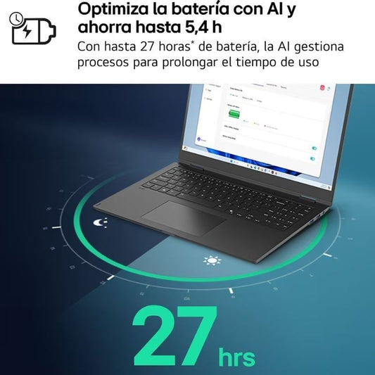 Portátil LG Gram 15ZD80T-G.AX55B Ryzen AI 5-340
16GB
512GB SSD
15.6"
Sin Sistema Operativo