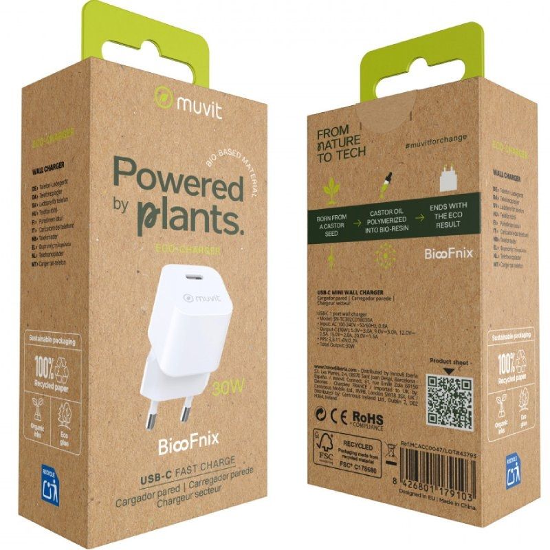 Cargador de Pared Muvit For Change MCACC0047
1xUSB Tipo-C
30W