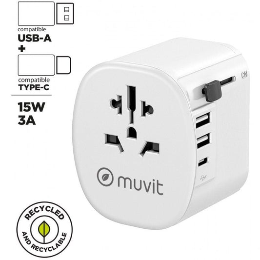 Cargador de Pared Universal Muvit For Change MCADP0006
Toma de Corriente Universal
1xUSB Tipo-C
2xUSB
15W