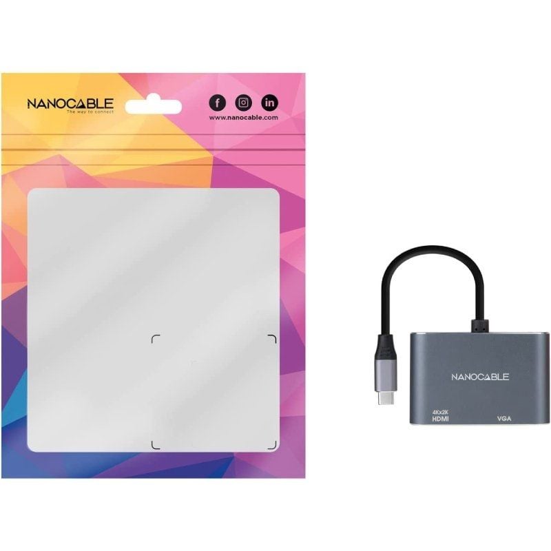 Conversor Nanocable 10.16.4303
USB Tipo-C Macho
HDMI Hembra - VGA Hembra
15cm
Gris