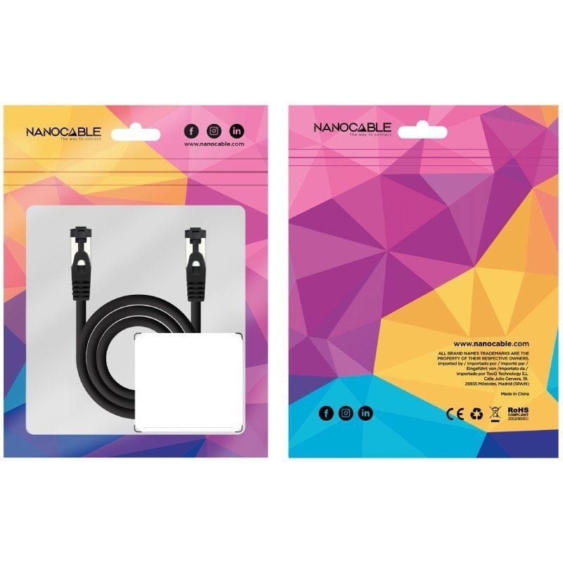 Nanocable Cable red Cat. 8.1 2GHZ SSTP Negro 0,30m