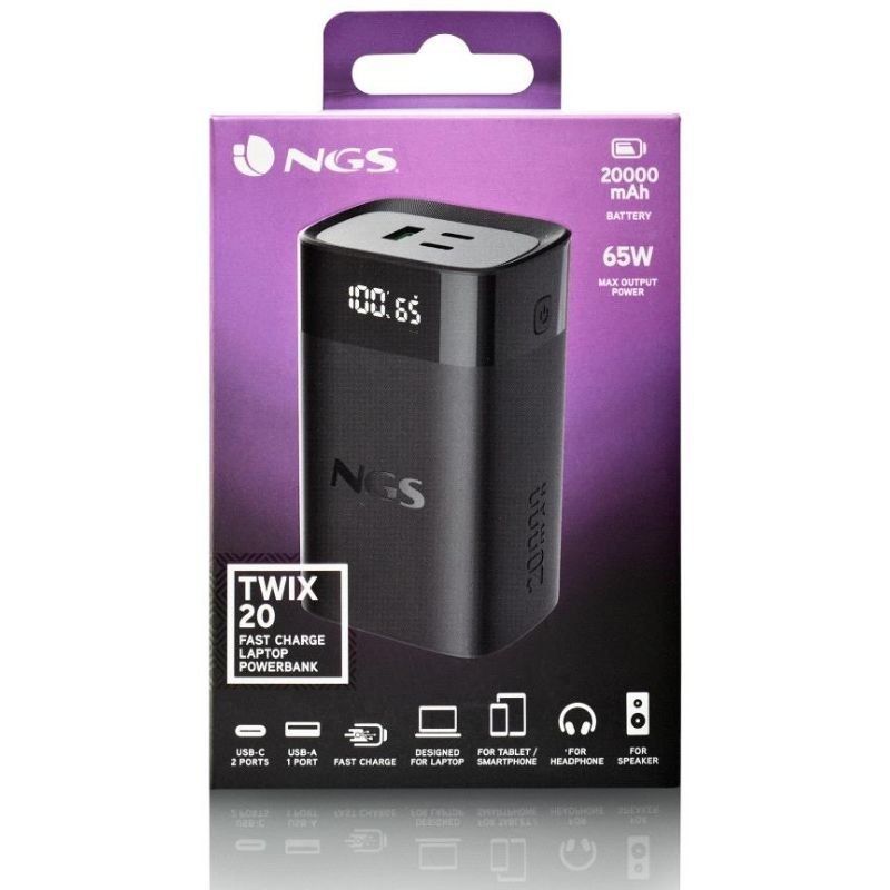 NGS BATERIA EXTERNA PORTATIL CARGA RAPIDA 65W