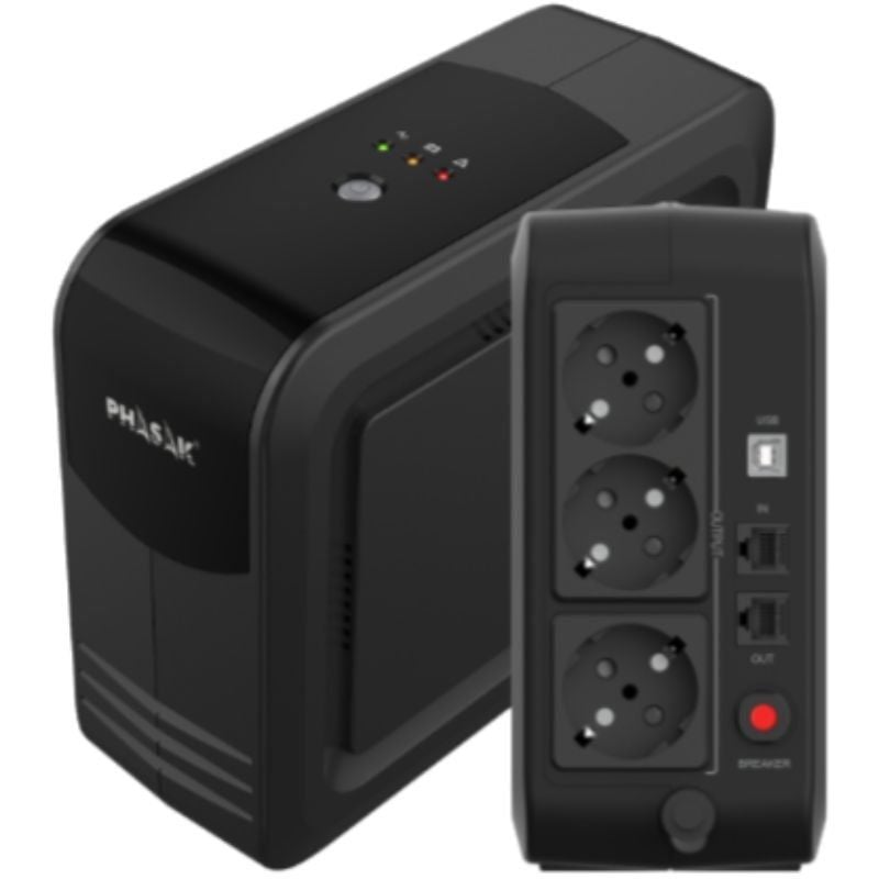 SAI Línea Interactiva Phasak Smart Lite 950VA
950VA-570W
3 Salidas
Formato Torre