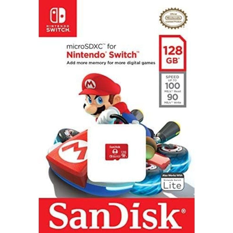 Tarjeta de Memoria SanDisk Nintendo Switch 128GB microSD XC UHS-I
Clase 10
100MBs