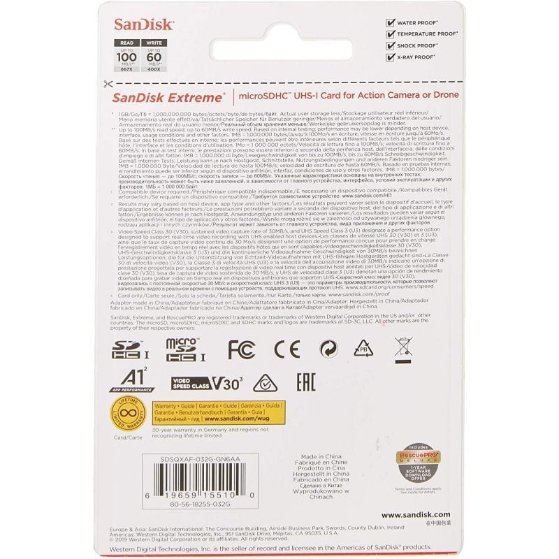 Sandisk SDSQXAF-032G-GN6AA microSDHC 32GB C10 c/a