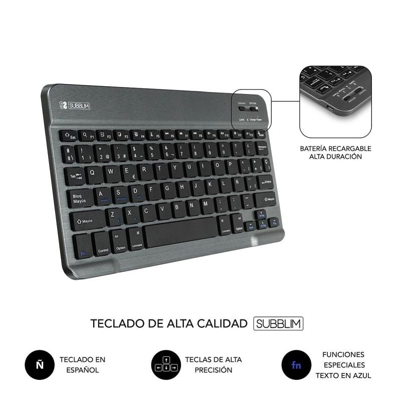Funda con Teclado Subblim Keytab Pro Bluetooth para Tablets de 10.1"-10.8"
Negra
