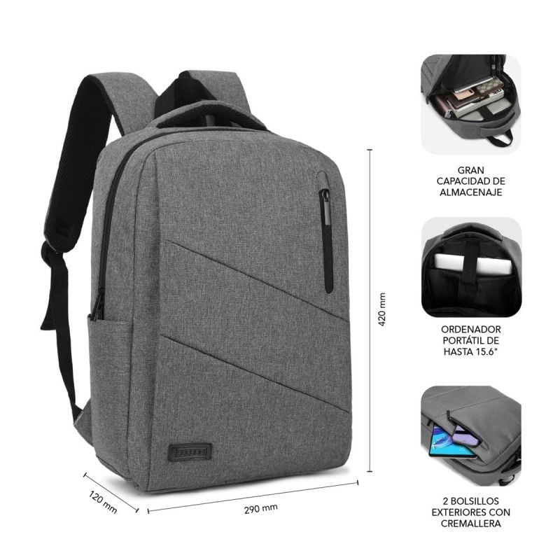 Mochila Subblim City Backpack para Portátiles hasta 15.6"
Puerto USB
Gris