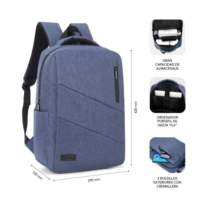 Mochila Subblim City Backpack para Portátiles hasta 15.6"
Puerto USB
Azul