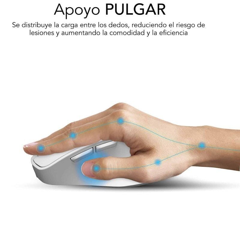 Ratón Ergonómico Inalámbrico por Bluetooth
2.4GHz Subblim Comfort Ergo Dual Battery
Batería recargable
Hasta 2400 DPI
Blanco