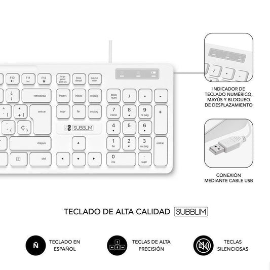 Teclado Subblim Business Slim Silencioso
Blanco