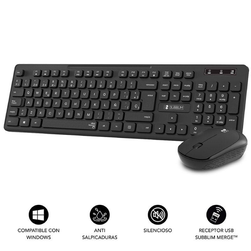 Teclado y Ratón Inalámbrico Subblim Combo Business Slim CSSW10