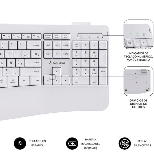 Teclado y Ratón Inalámbrico Subblim Combo Dual Office Prowave
Blanco