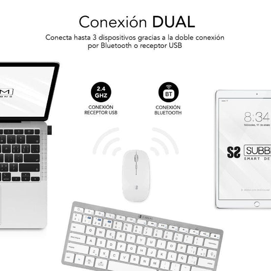 Teclado y Ratón Inalámbrico Subblim OCO010 Combo Multidispositivo Compacto
Plata