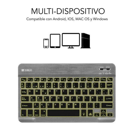 Teclado Compacto Inalámbrico por Bluetooth Subblim Smart Backlit
Gris