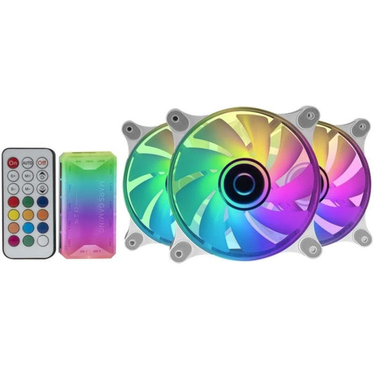 Pack 3 Ventiladores Mars Gaming MF-3DKITW
12cm + HUB + Mando a Distancia
ARGB
Blanco