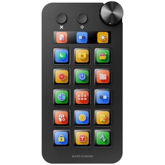 Control Deck Mars Gaming MSD-NEO
15 Teclas LCD
1 Rueda
2 Botones
Negro