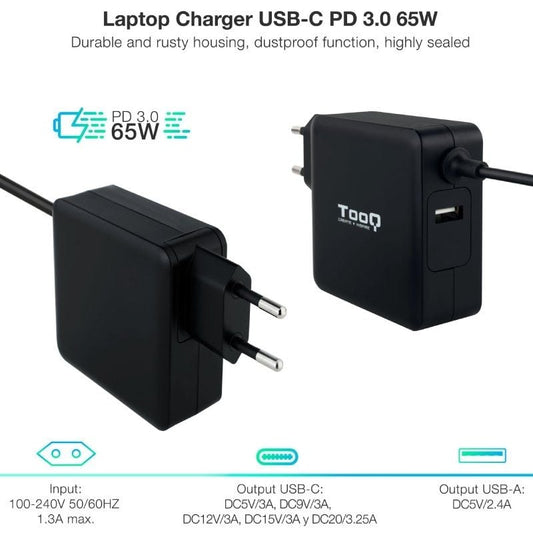 Tooq Cargador portátil conector USB-C 65W