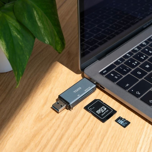 Tooq TQR-3001G Lector USB3.0 (USB-C+USB-A) SD/TF