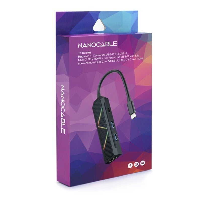 Nanocable Hub USB-C 4 en 1 USB-A+USB-C+HDMI