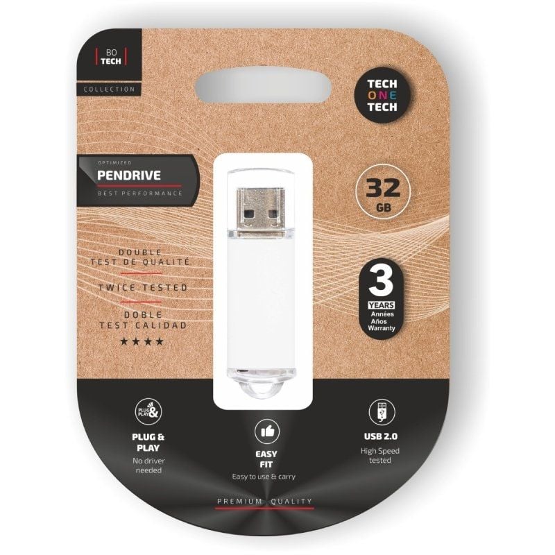 Pendrive 32GB Tech One Tech Basic USB 2.0
Blanco
