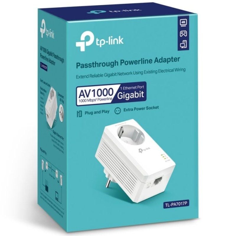 Adaptador Powerline TP-Link TL-PA7017P 1000Mbps
Alcance 300m