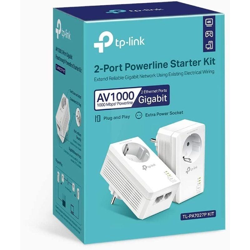 Adaptador Powerline TP-Link TL-PA7027P KIT 1000Mbps
Alcance 300m
Pack de 2