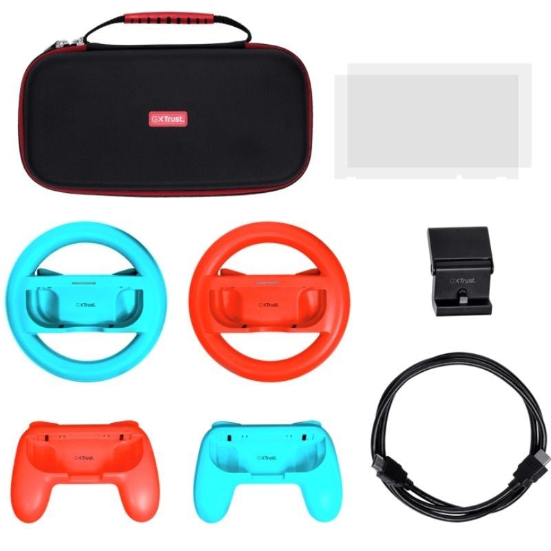 Pack Gaming Trust Gaming GXT 1249
Estuche rígido + 2 Joy-Con + 2 Volantes + Cristal Templado para Switch + Soporte de Carga