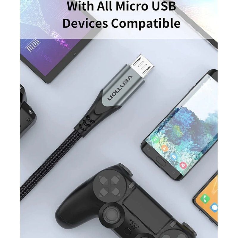 Cable USB 2.0 Vention COAHH
microUSB Macho - USB Macho
Hasta 60W
480Mbps
2m
Gris