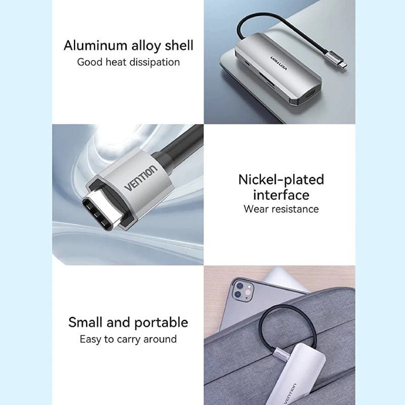 Docking USB Tipo-C Vention TOJHB
1xHDMI 4K
3xUSB
1xUSB Tipo-C
1xLector Tarjetas
Gris