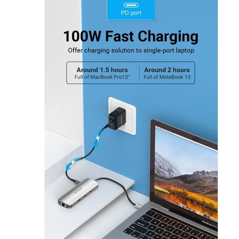 Docking USB Tipo-C Vention TOKHB
1xHDMI 4K
3xUSB
1xUSB Tipo-C PD
1xRJ45
1xLector Tarjetas SD y MicroSD
Gris