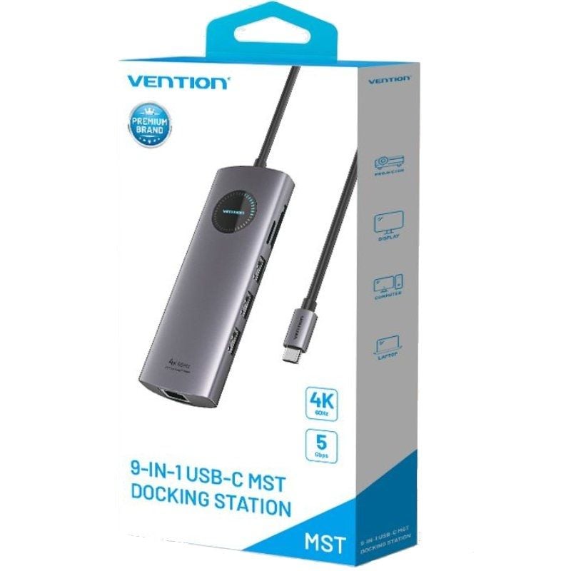 Docking USB Tipo-C Vention TQVHB
2xHDMI 4K
3xUSB
1xRJ45
1xLector de Tarjetas
1xUSB Tipo-C PD
Gris