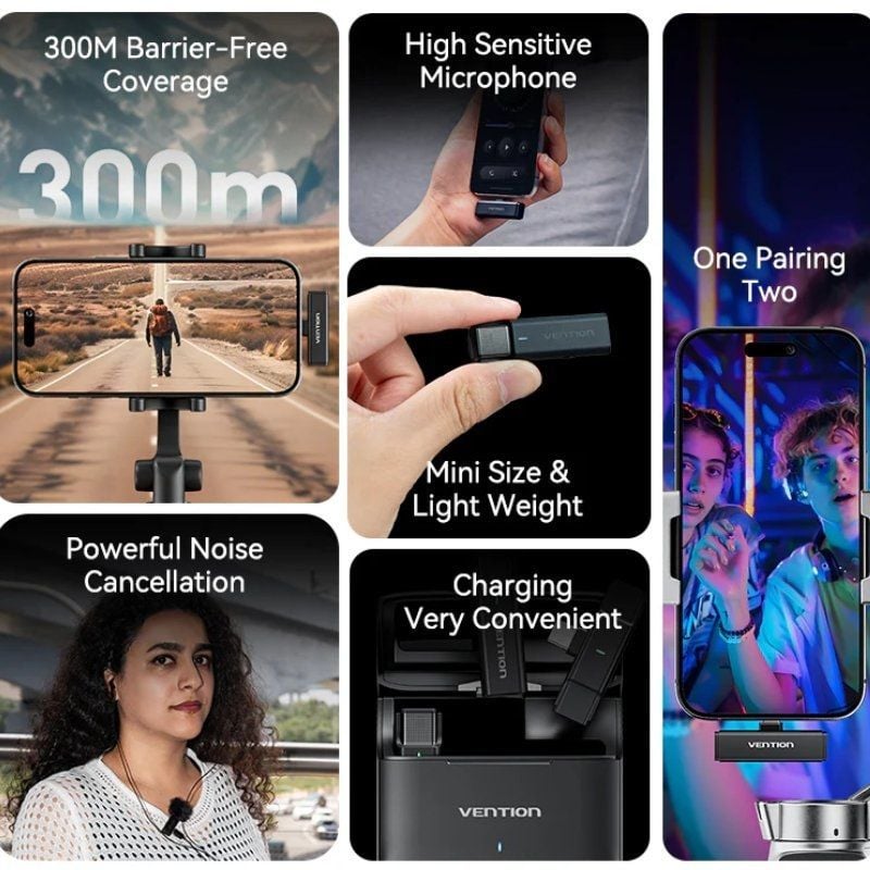 Micrófono Inalámbrico con Clip Vention NCAB0
USB Tipo-C
Incluye Receptor
2 unidades